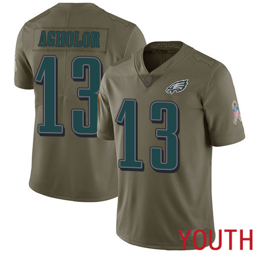 Youth Philadelphia Eagles #13 Nelson Agholor Limited Olive 2017 Salute to Service Football NFL Jersey